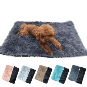 Soft Plush Padded Pet Sleeping Mat Soft Pet Mattress Puppy Dog Cat Sofa Cushion Warm and Breathable Large Dog Pet Bed Dog Mat (Color: Dark Gray)